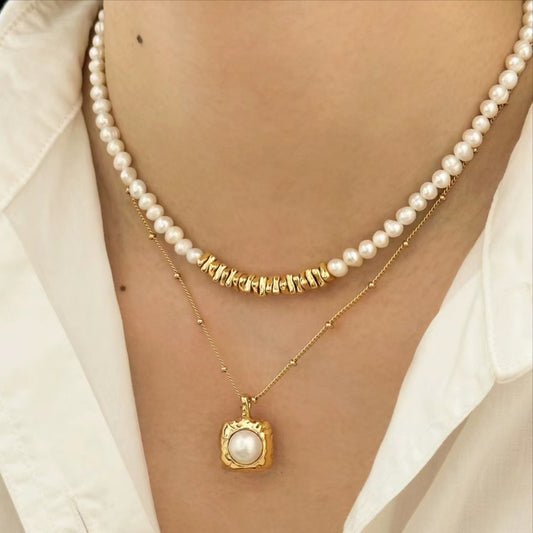 Seymours & Co. Gold Nuggets & Pearl Necklaces 2 piece Gift Set