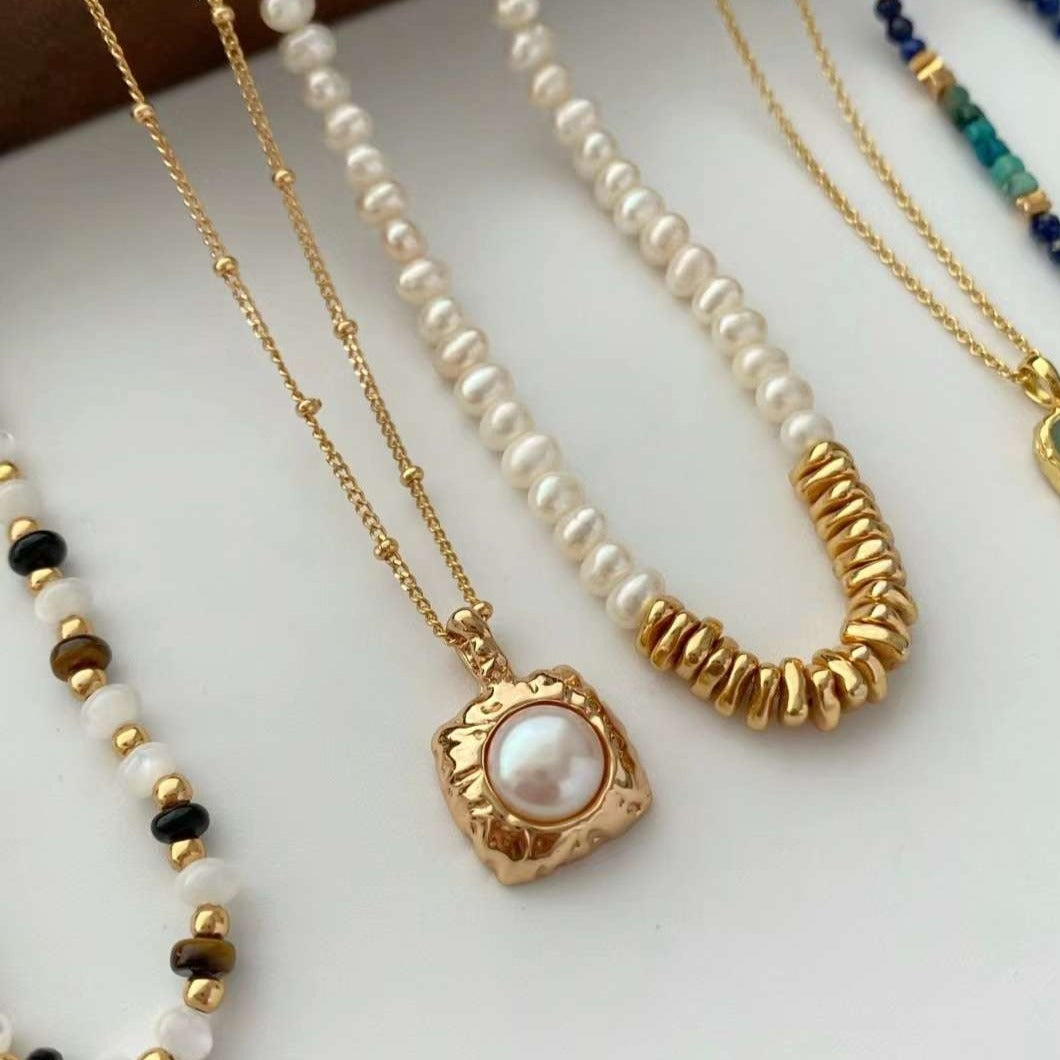 Seymours & Co. Gold Nuggets & Pearl Necklaces 2 piece Gift Set