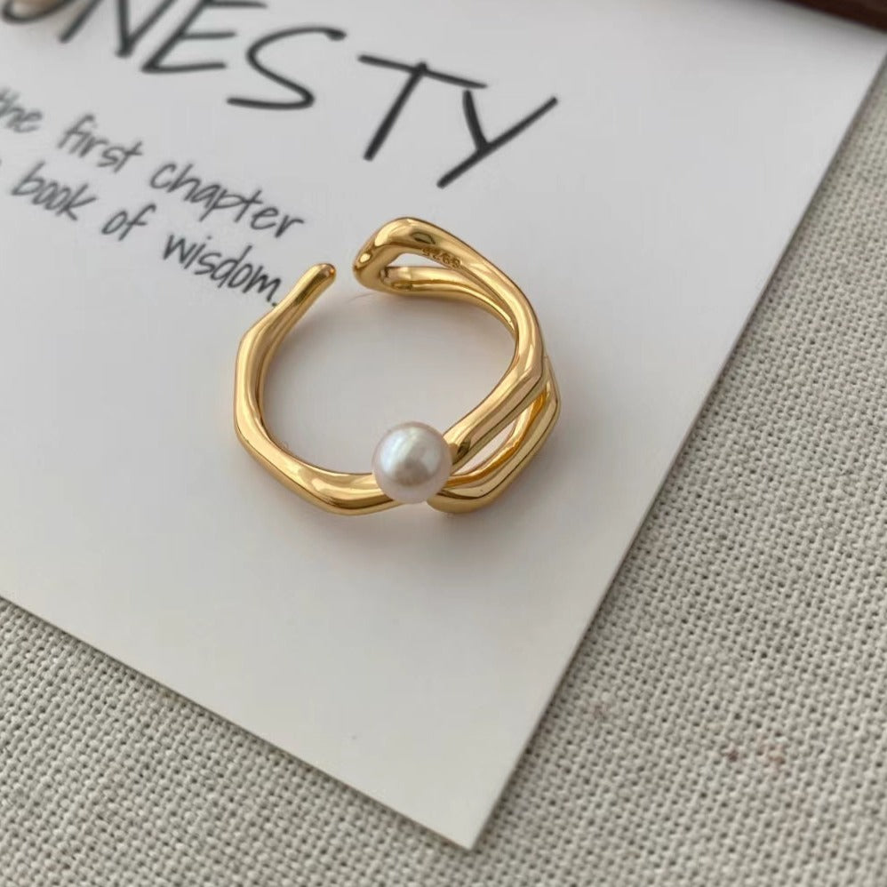 WaterFlow Pearl Adjustable Open Ring