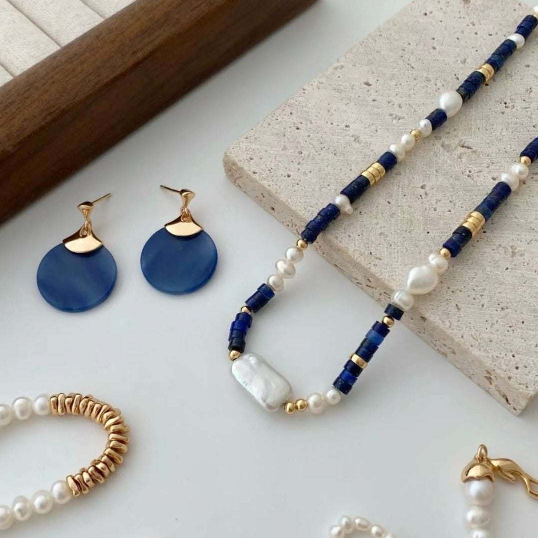 Seymours & Co. Azure Lapis Lazuli & Pearl Adjustable Necklace