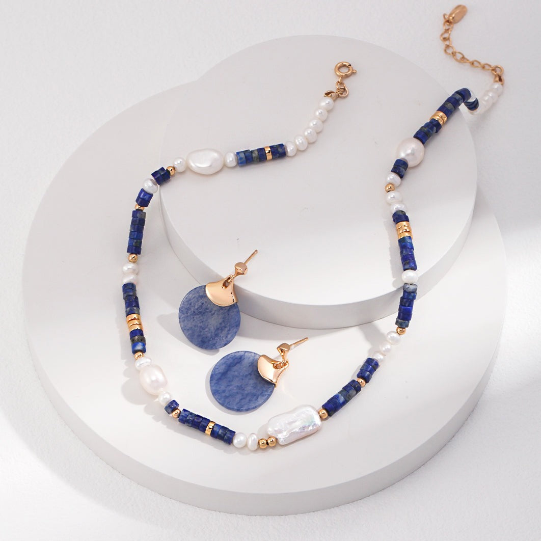 Seymours & Co. Azure Lapis Lazuli & Pearl Adjustable Necklace