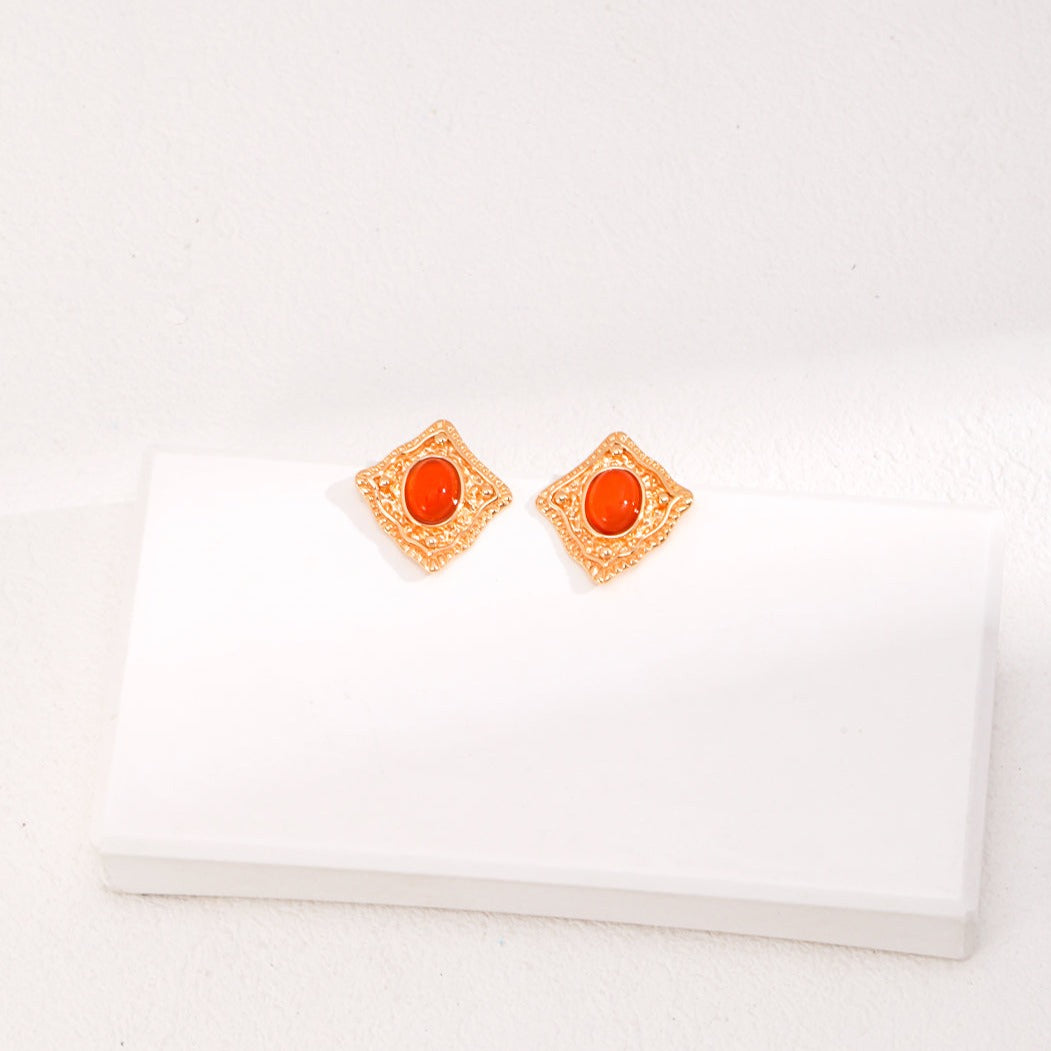 Seymours & Co. Red Agate Vintage Earrings