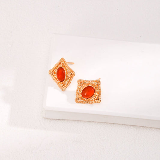 Seymours & Co. Red Agate Vintage Earrings