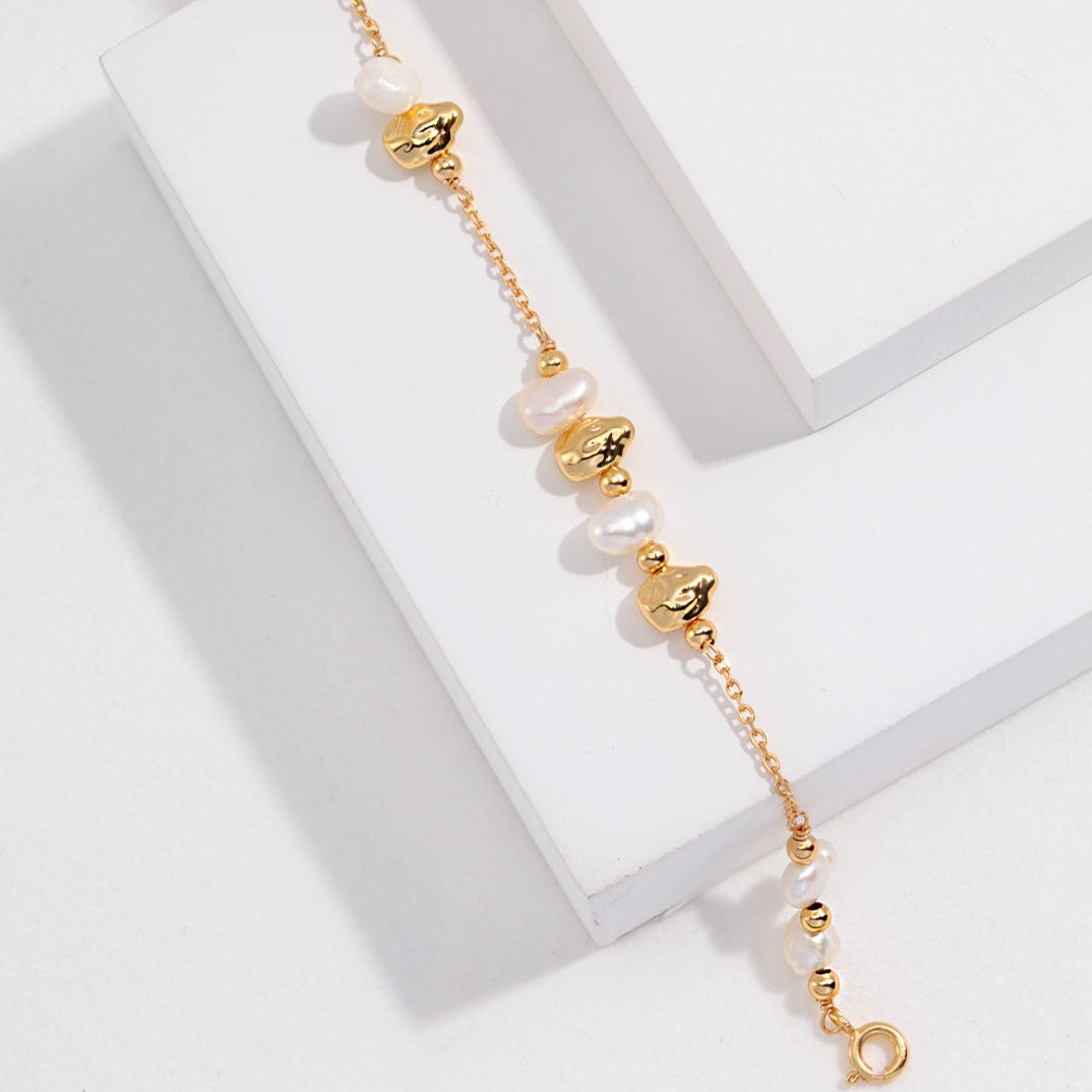 Seymours & Co. Pebble Gold & Pearl Bracelet