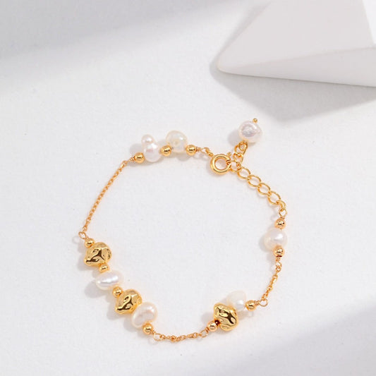 Seymours & Co. Pebble Gold & Pearl Bracelet