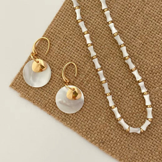 Seymours & Co. Mother of Pearl Chain Necklace and Earrings Gift Set