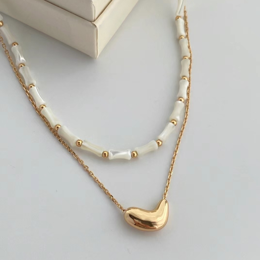 Seymours & Co. Bamboo Mother of Pearl Chain Necklace