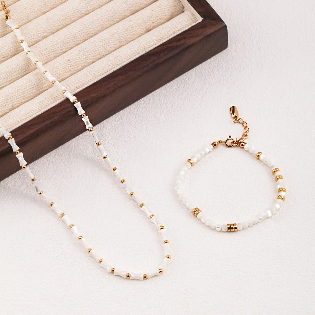 Seymours & Co. Bamboo Mother of Pearl Chain Necklace